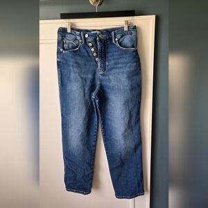 Good American Good Waist Exposed Buttons Curve Straight Denim